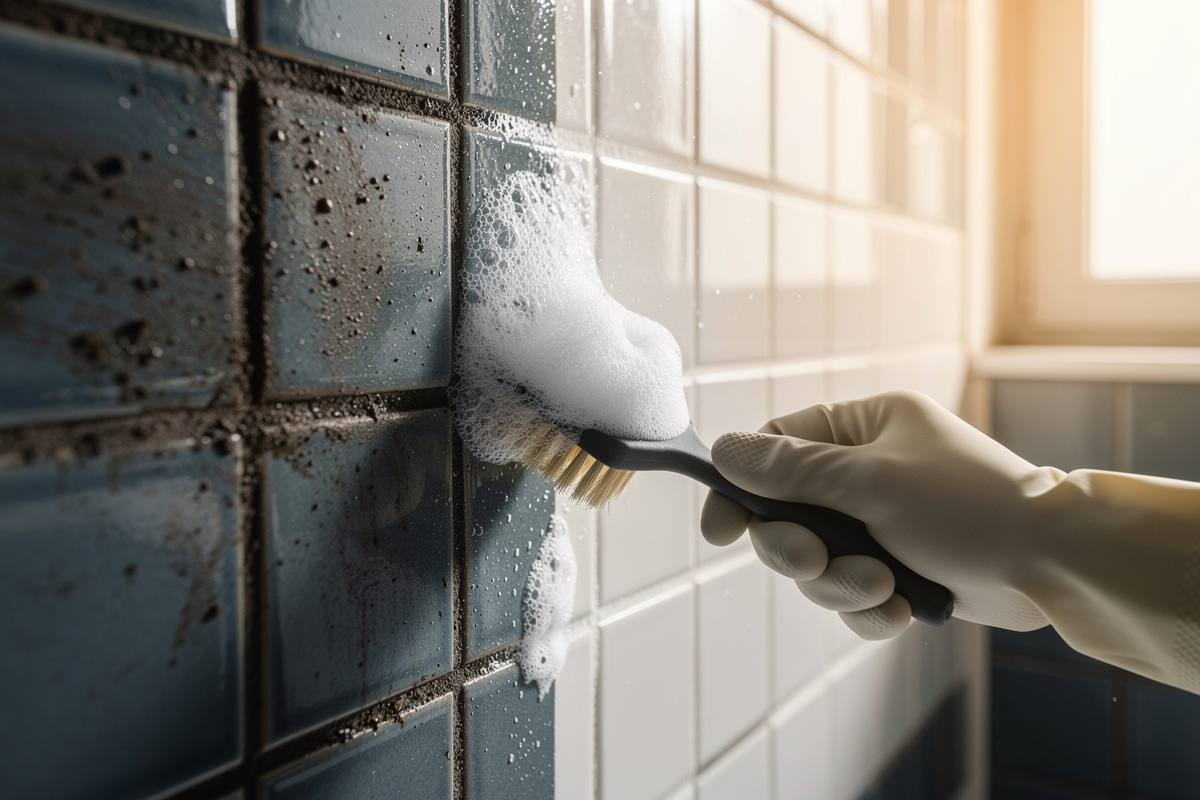Nettoyer les joints de la salle de bain avec du percarbonate